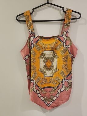 P2P 17" Rachel Zoe Pink and Mustard Baroque Print Camisole